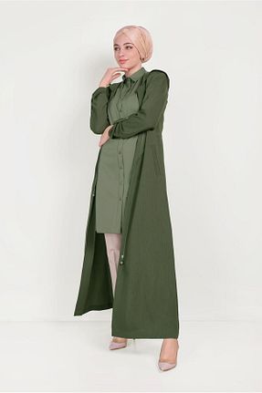 مانتو بلند حجاب خاکی زنانه Alvina - کد 869235644