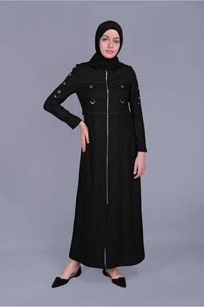 مانتو بلند حجاب مشکی زنانه مخلوط ویسکون Alvina - کد 869226751