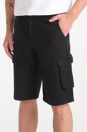 شلوارک و برمودا مشکی مردانه کتان muzzo jeans - کد 931894810