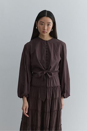 پیراهن قهوه ای زنانه رگولار Fahhar - کد 938165967