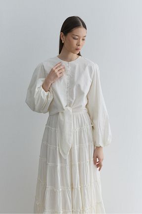 پیراهن سفید زنانه اورسایز Fahhar - کد 938165416