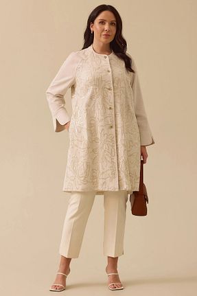 تونیک سایز بزرگ بژ زنانه بافتنی Gala-Xi - کد 938075207