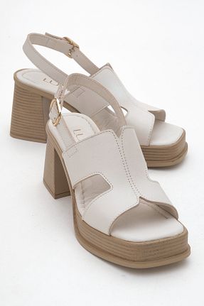 صندل سفید زنانه پاشنه پلتفرم luvishoes - کد 938096751