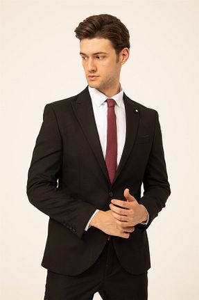 کت و شلوار مشکی مردانه یقه نوک تیز SÜVARİ - کد 938200599