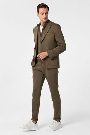 کت و شلوار خاکی مردانه یقه نوک تیز SÜVARİ - کد 938200479