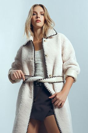 مانتو بلند سفید زنانه Derimod - کد 878144263