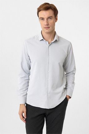 پیراهن طوسی مردانه اسلیم SÜVARİ - کد 873057606