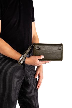 کیف پورتفوی و کلاچ خاکی زنانه چرم خالص Niki Leather - کد 938098545