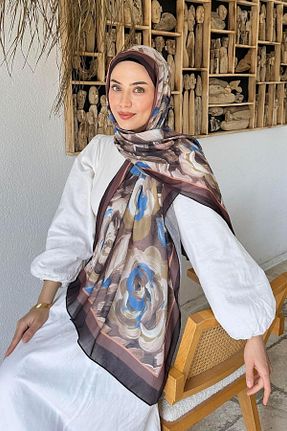 شال قهوه ای زنانه پنبه ای lamelif - کد 938105248