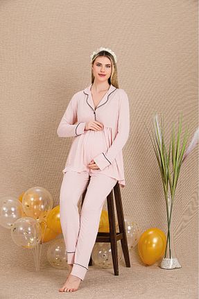 ست لباس راحتی بارداری صورتی زنانه مخلوط ویسکون Lady Lingerie - کد 938202250