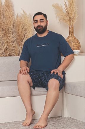 ست لباس راحتی سایز بزرگ سرمه ای مردانه ساده Farya Home - کد 938145184