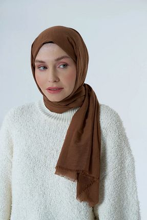 شال قهوه ای زنانه پنبه ای Modakaşmir - کد 811111035