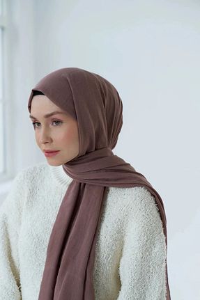 شال قهوه ای زنانه پنبه ای Modakaşmir - کد 812003000