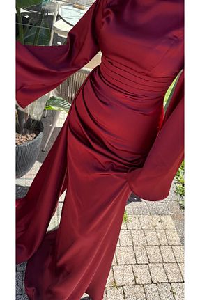 لباس مجلسی حجاب زرشکی زنانه یقه دوچرخه moda zeynaa - کد 938386832