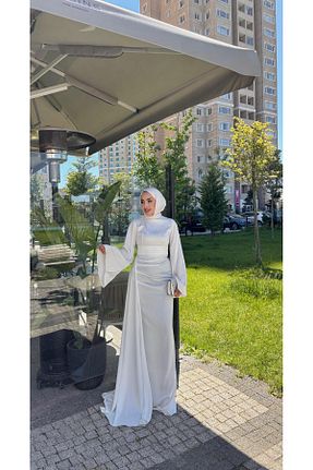 لباس فارغ التحصیلی حجاب سفید ساتن moda zeynaa - کد 938173038
