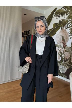 ست بالاتنه و پائین تنه حجاب مشکی زنانه رگولار ASEL FASHİON - کد 814002229