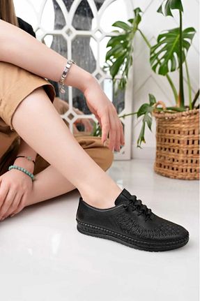 کفش کژوال مشکی زنانه چرم خالص Garmoda - کد 938196366