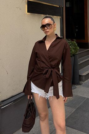 پیراهن قهوه ای زنانه رگولار Swist - کد 938204984