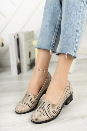 کفش کژوال بژ زنانه چرم خالص Garmoda - کد 938227090