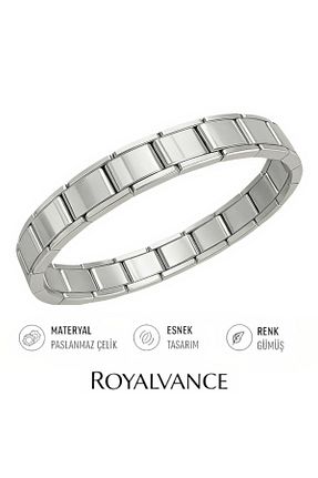 دستبند استیل (فولاد) طوسی مردانه استیل ضد زنگ RoyalVance - کد 921570595