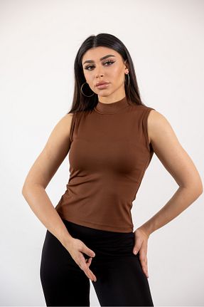 بادی قهوه ای زنانه یقه نیم ماهیگیر KHAB PREMİUM - کد 938277651