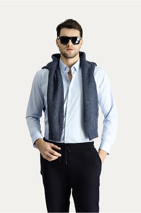 پیراهن آبی مردانه اسلیم فیت Kiğılı - کد 802499522