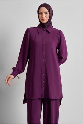 ست بالاتنه و پائین تنه حجاب بنفش زنانه رگولار Alvina - کد 938362531