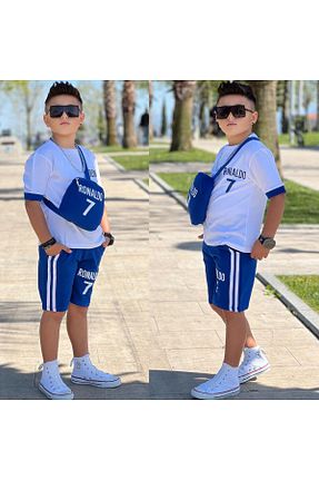 ست بالاتنه و پائین تنه آبی بچه گانه بافتنی KOKOŞ BEBEK - کد 938786414