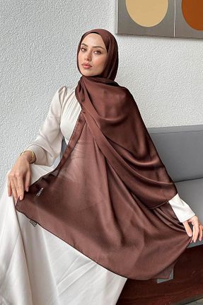 شال قهوه ای زنانه ویسکون lamelif - کد 938454131
