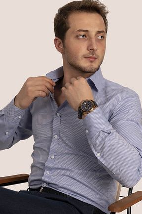 پیراهن آبی مردانه اسلیم فیت Etikmen - کد 750498635