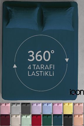 ست ملحفه دونفره آبی پنبه ای İQON - کد 906429632