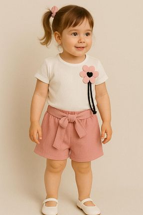 ست بالاتنه و پائین تنه صورتی بچه گانه بافتنی MİNYON BABY - کد 938790710