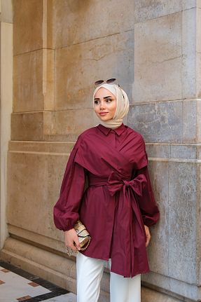 پیراهن حجاب زرشکی زنانه رگولار LOCCO - کد 938461837