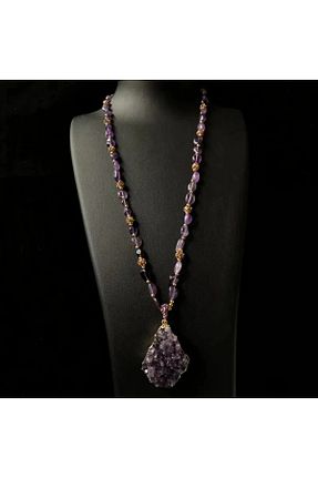 گردنبند جواهر بنفش زنانه سنگ طبیعی byozanyılmaz - کد 938465734