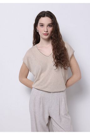 تیشرت بژ زنانه رگولار Colin’s - کد 938465091