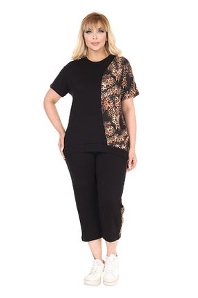 ست گرمکن سایز بزرگ مشکی زنانه مخلوط ویسکون MELSAY - کد 938479095