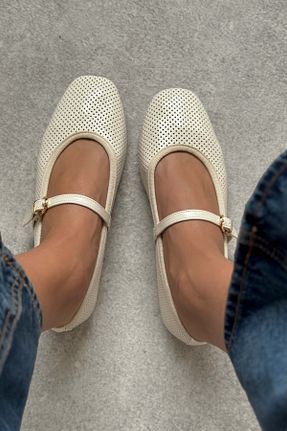 بابت بژ زنانه چرم مصنوعی NİŞANTAŞI SHOES - کد 937765055