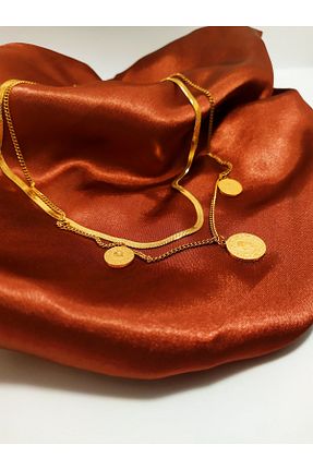 گردنبند استیل ( فولاد ) طلائی زنانه استیل (فولاد) EsEsin - کد 938500213