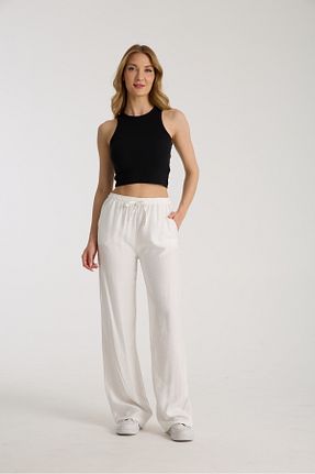شلوار سفید زنانه الیاف Ahsenbutik - کد 931261581