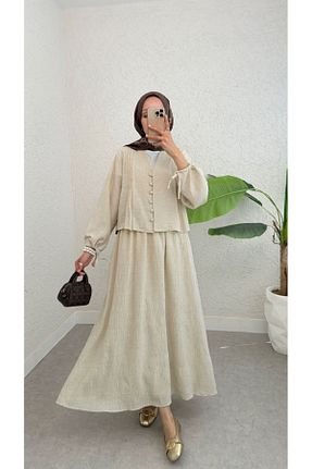 ست بالاتنه و پائین تنه حجاب نباتی زنانه Relaxed BisuModa - کد 938522147