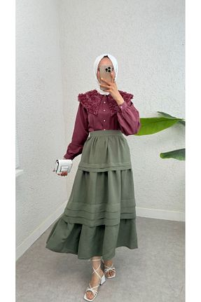 دامن حجاب خاکی زنانه رگولار BisuModa - کد 938511677