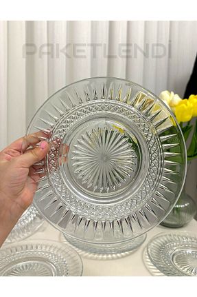 بشقاب طوسی شیشه PAKETLENDİ - کد 899635267