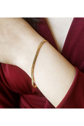 دستبند استیل (فولاد) طلائی زنانه استیل (فولاد) EsEsin - کد 928526388