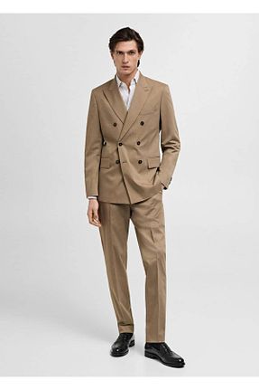 شلوار قهوه ای مردانه پلی استر MANGO Man - کد 902166164