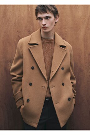 پالتو پشمی نارنجی مردانه پارچه ای MANGO Man - کد 884979346