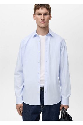 پیراهن آبی مردانه اسلیم فیت MANGO Man - کد 900443394