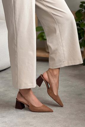 کفش پاشنه بلند کلاسیک نباتی زنانه جیر NİŞANTAŞI SHOES - کد 938166667