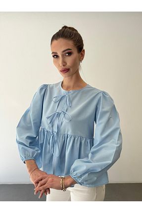 پیراهن آبی زنانه اورسایز ossons - کد 838459962