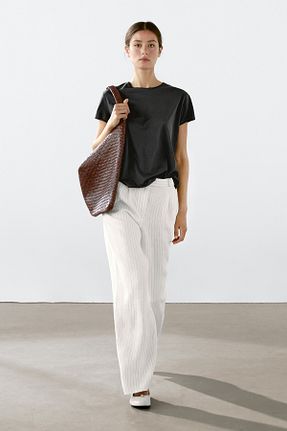 تیشرت طوسی زنانه Straight Massimo Dutti - کد 938013873