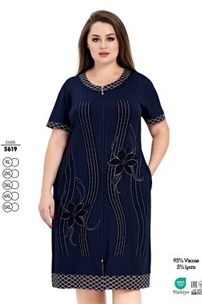 لباس سایز بزرگ سرمه ای زنانه مخلوط ویسکون ROMEO LİFE - کد 936869796
